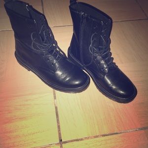 Black combat boots